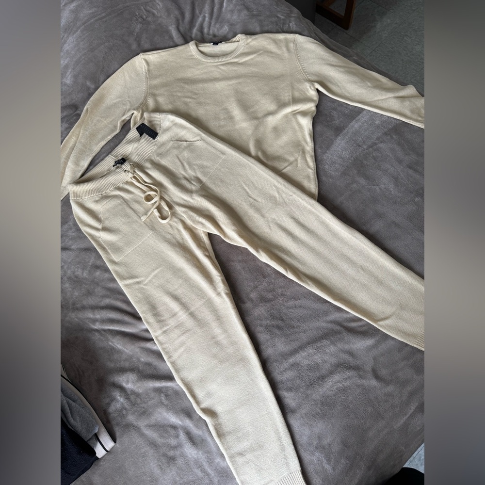 Cream Knit Sweater and Jogger Set